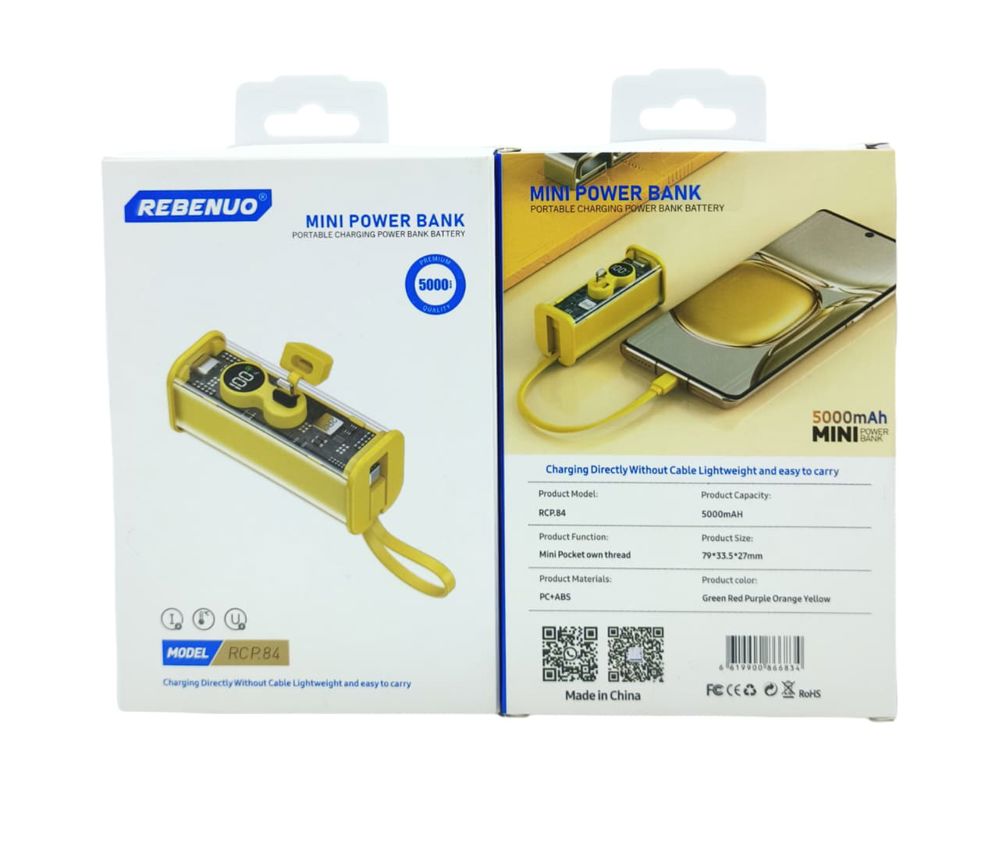 باور بانك Rebenuo RCP84 الميني 5000mAh - شاحن الطوارئ السريع والذكي (بدون أسلاك)